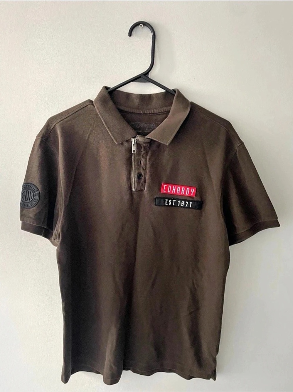 Vintage Ed Hardy Applique Slim Fit Polo Shirt Size M
